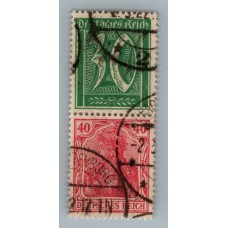ALEMANIA 1921 PAREJA DE ESTAMPILLAS SE-TENANT ZUSAMMENDRUCKE USADO QUE ES MUCHO MAS ESCASO S27 MUY RARA 250 EUROS